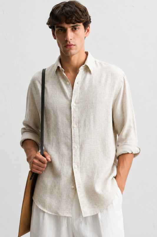 Beige Linen Blend Shirt