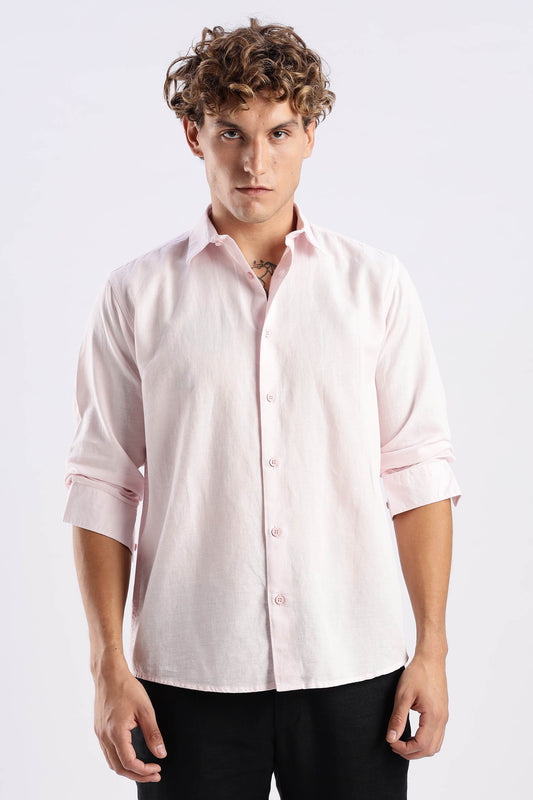 Linen Blend Pink Shirt