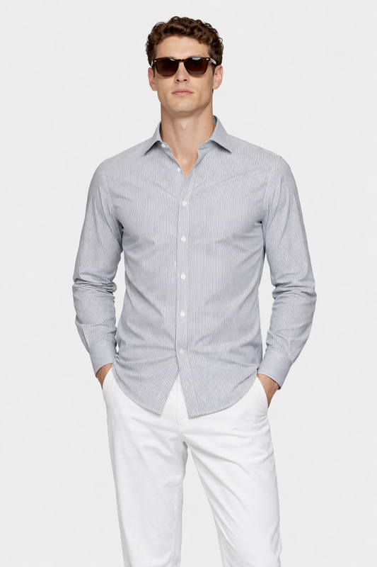 Dark Green Striped Shirt