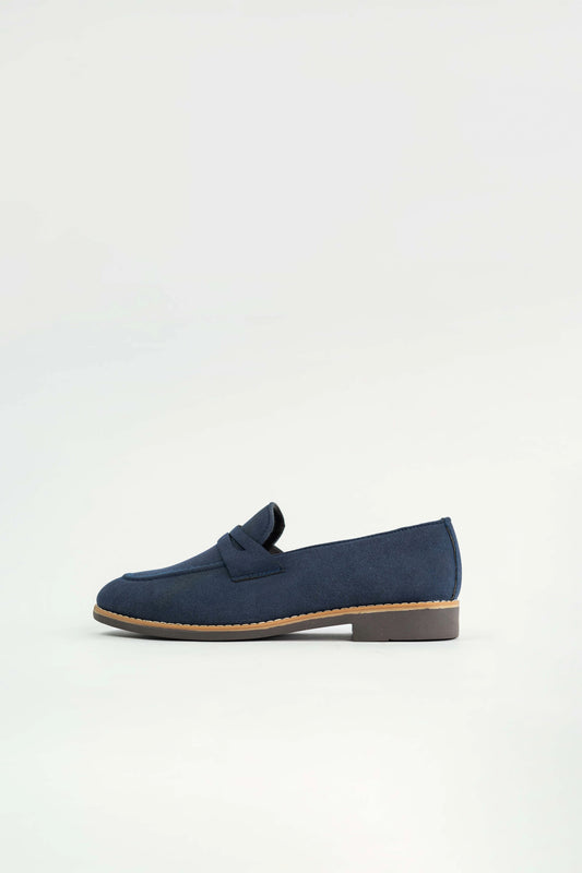 Blue Leather Penny Loafers