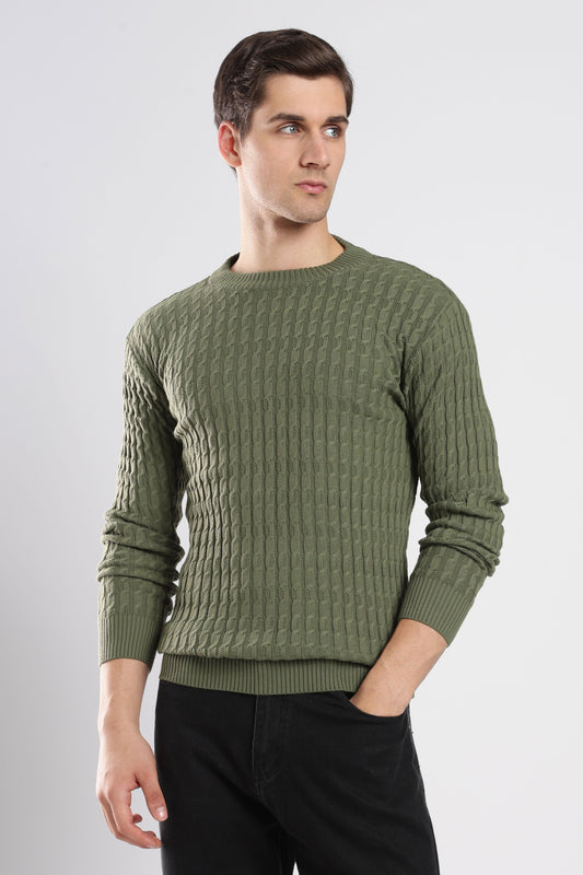 Green Cable Knit Sweater
