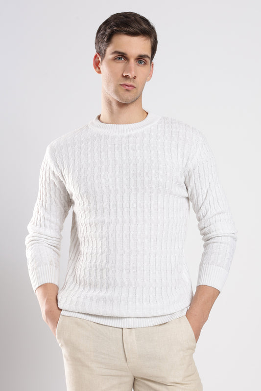 White Cable Knit Sweater