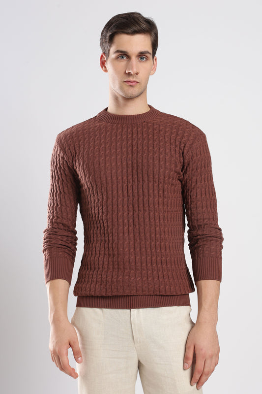 Brown Cable Knit Sweater