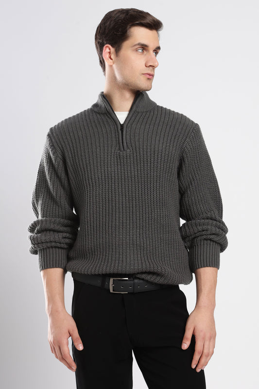 Grey Quarter Zip Knitwear