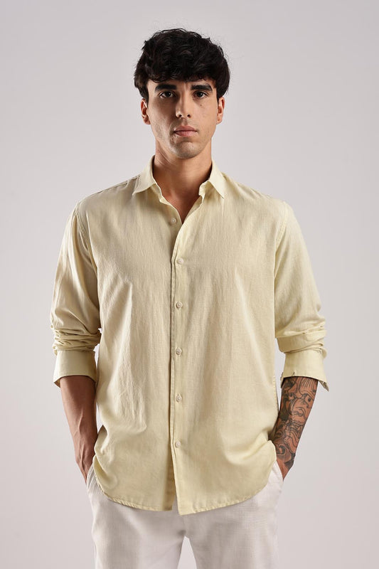 Linen Blend Light Yellow Shirt