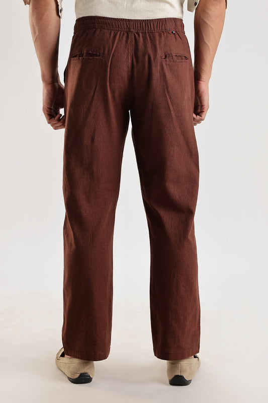 Brown Regular Fit Linen Pants