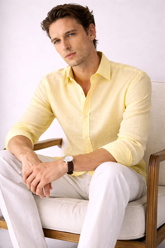 Yellow Linen Blend Shirt