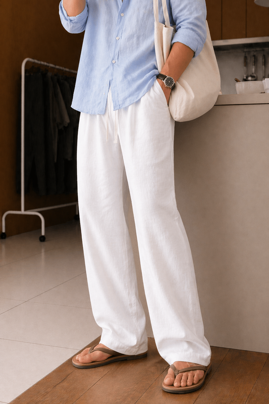Relaxed Linen Pants White