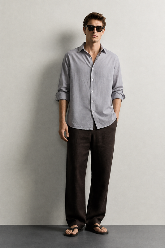 Grey Linen Blend Shirt