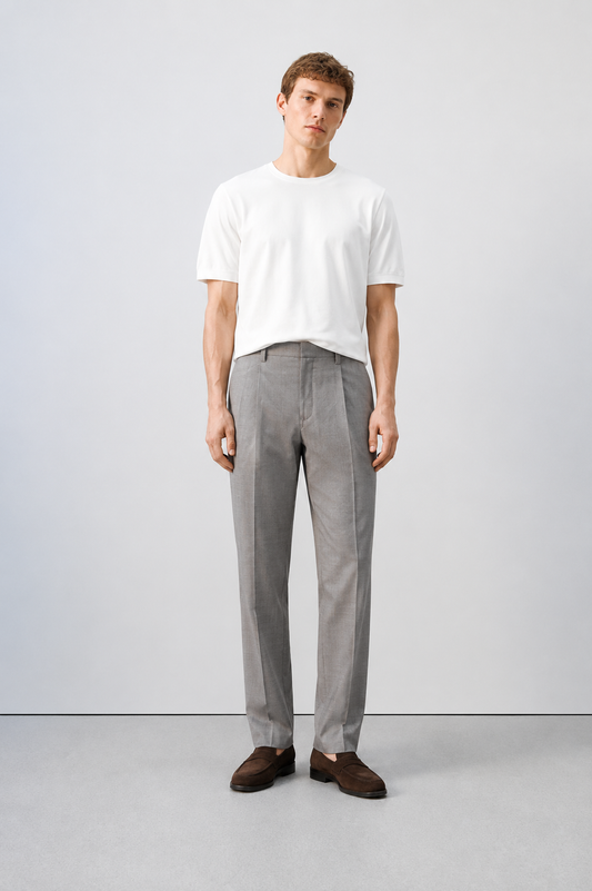 Grey Pleated Trousers