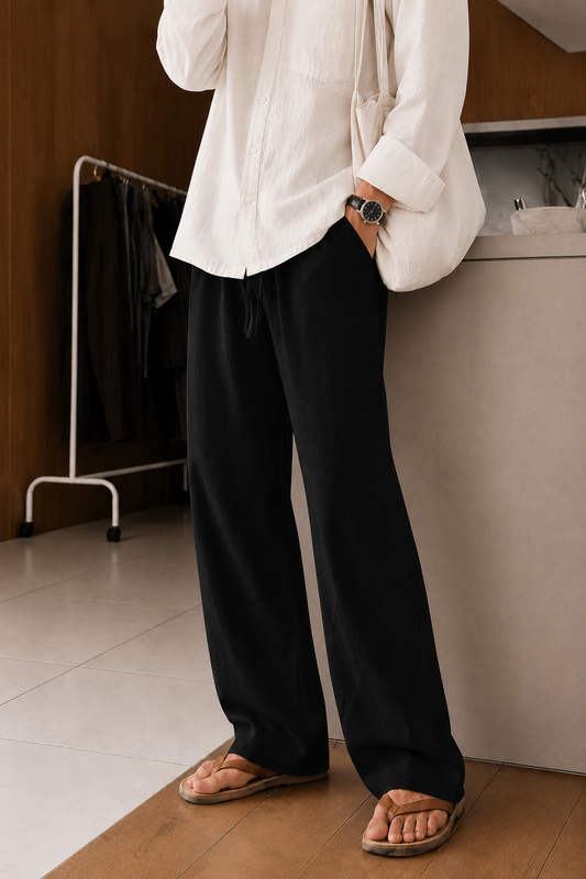 Relaxed Linen Pants Black