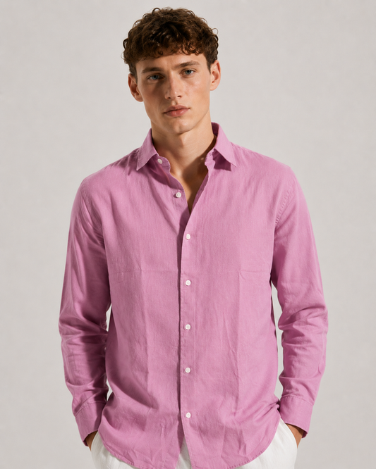 Light Purple Linen Blend Shirt