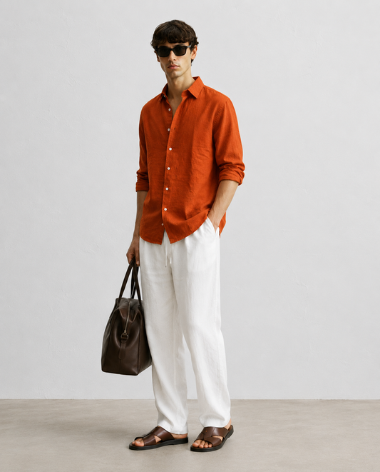 Brick Linen Blend Shirt