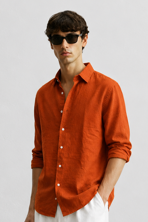 Brick Linen Blend Shirt