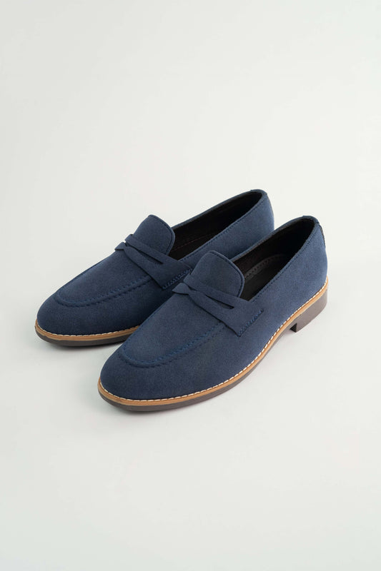 Blue Leather Penny Loafers