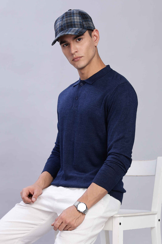 Slate Micro-structured knitted polo