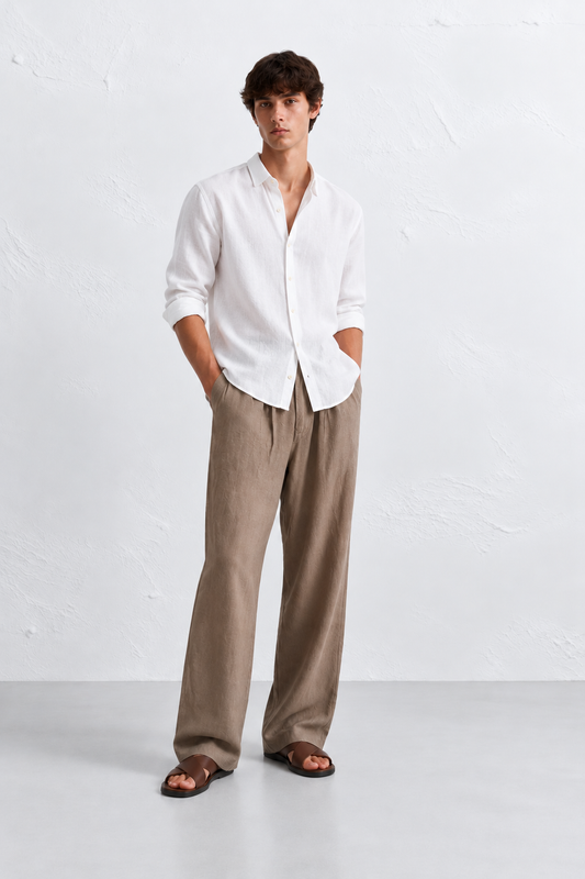 Relaxed fit Linen Pants Taupe