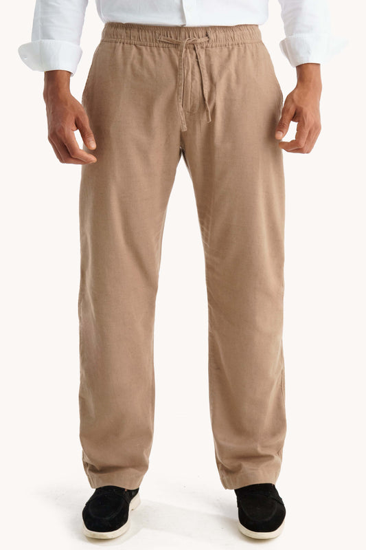 Light Brown Regular Fit Linen Pants