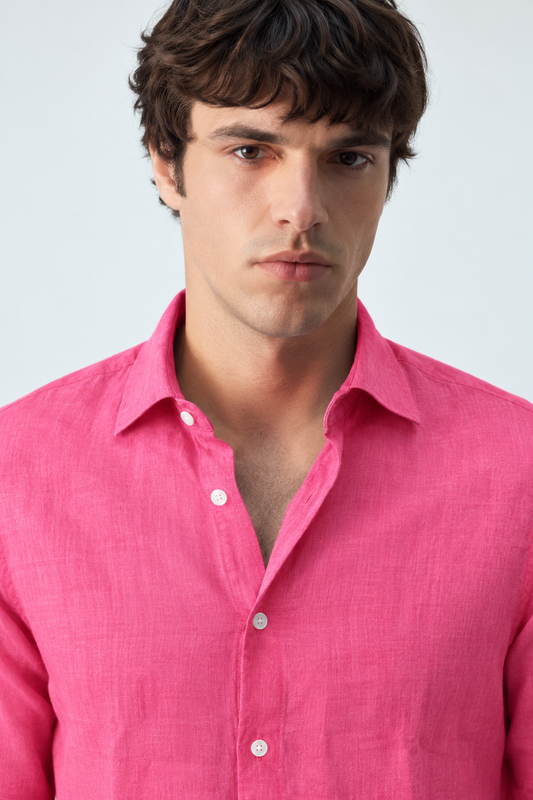 100% Pure Linen Hazel Pink Shirt