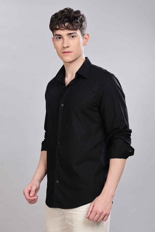 Black Linen Blend Shirt