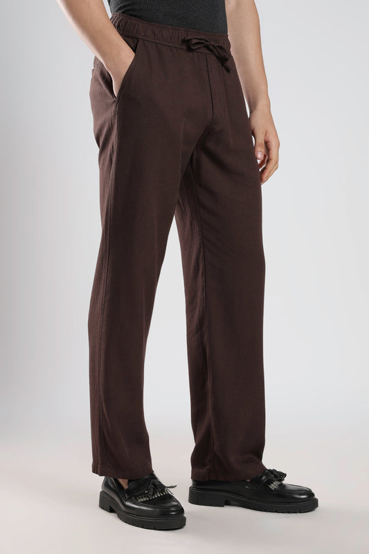 Relaxed Linen Pants Dark Brown