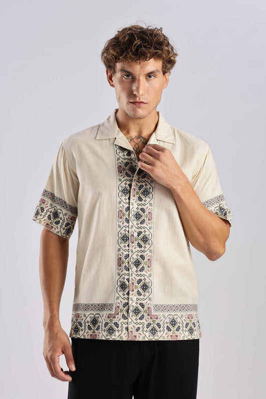 Light Beige Egyptian Linen Blend Shirt