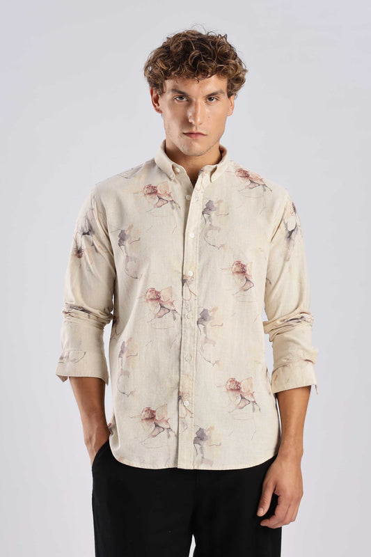 Light Ivory Linen Blend Shirt