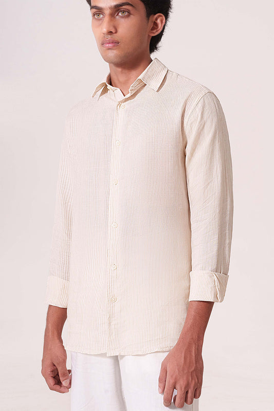 Yellow Stripe pure linen shirt