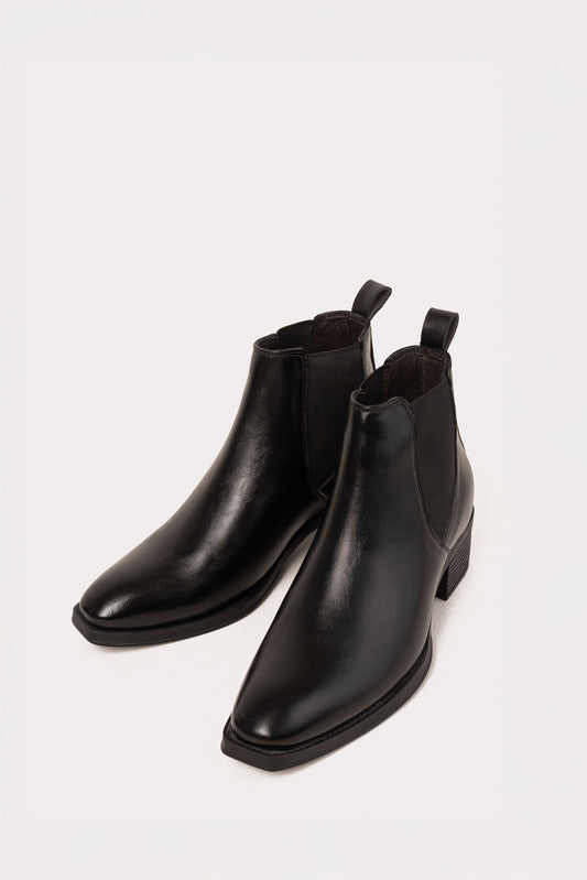 Black Leather Chelsea Boots