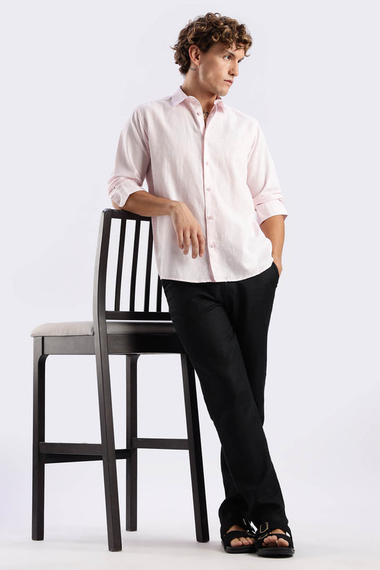 Linen Blend Pink Shirt