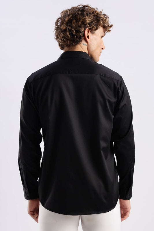 Black Cotton Dress Shirt