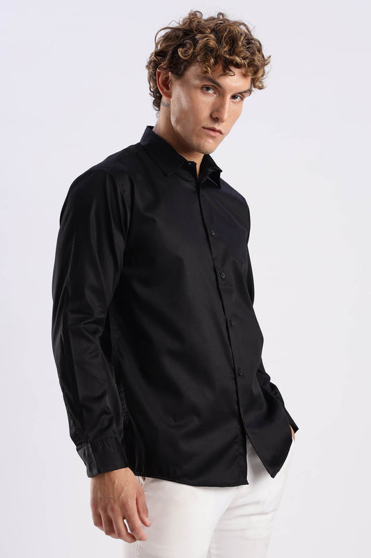 Black Cotton Dress Shirt