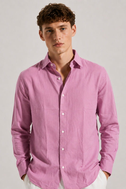 Light Purple Linen Blend Shirt