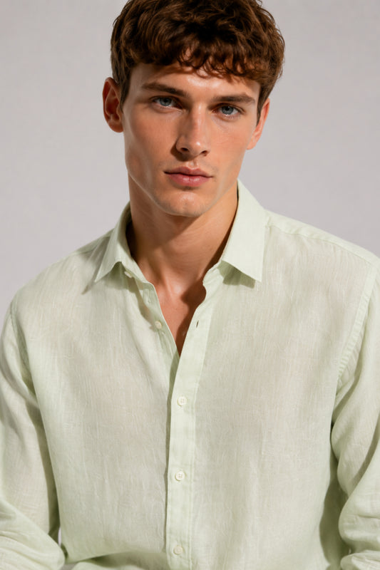 Light Matcha Linen Blend Shirt