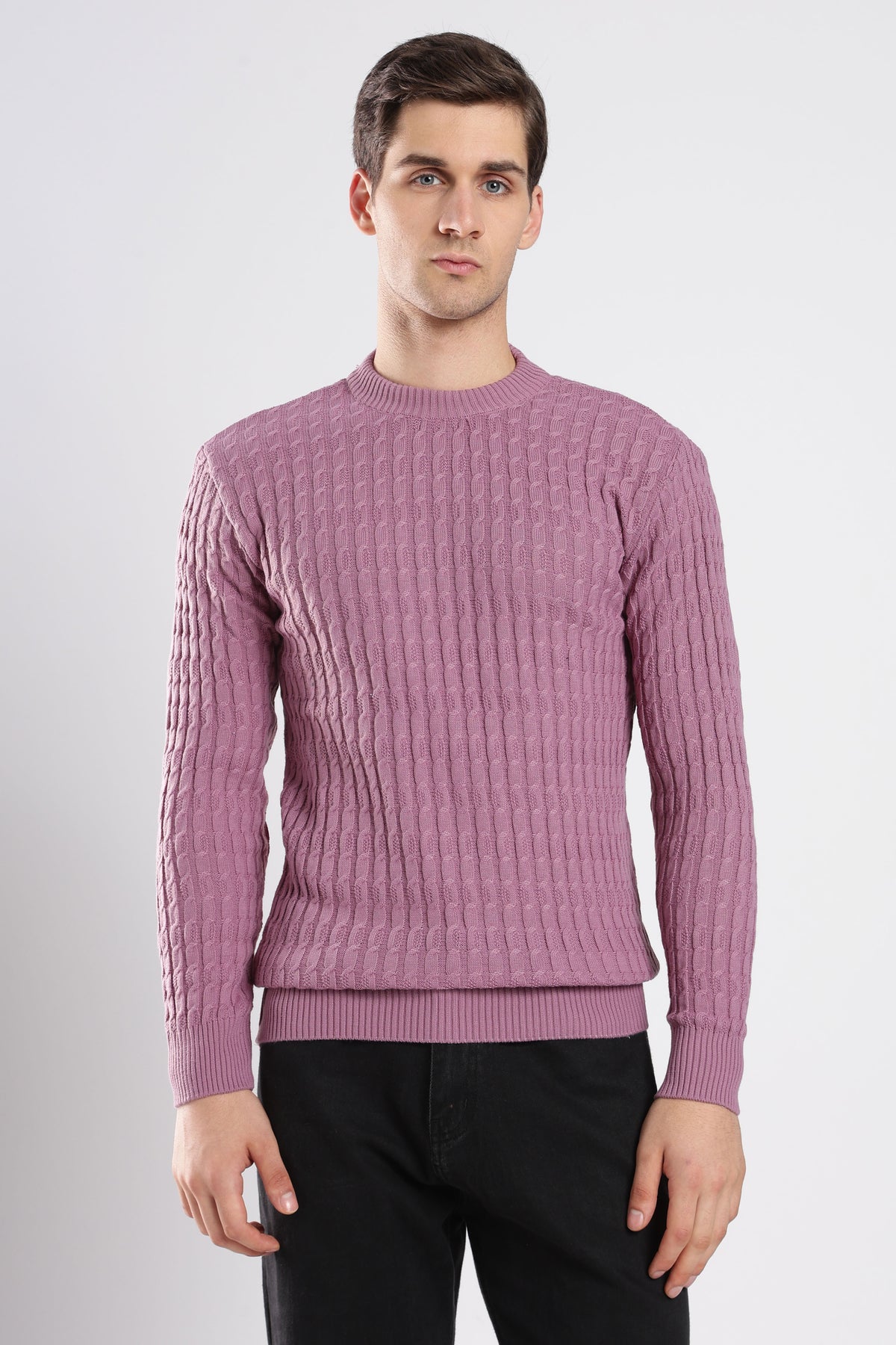 Purple Cable Knit Sweater