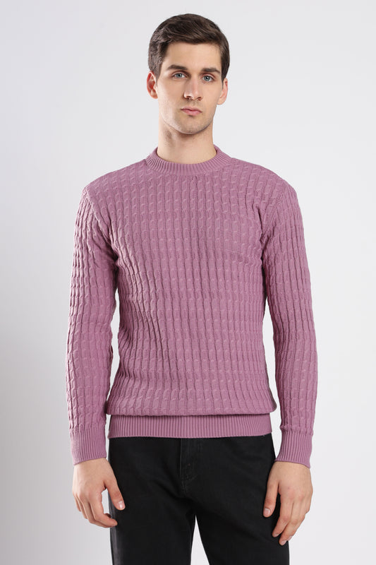 Purple Cable Knit Sweater
