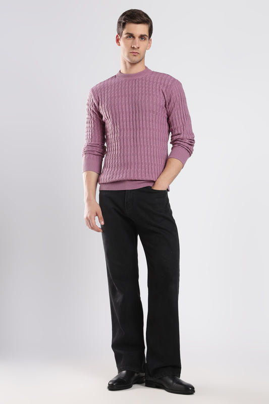 Purple Cable Knit Sweater