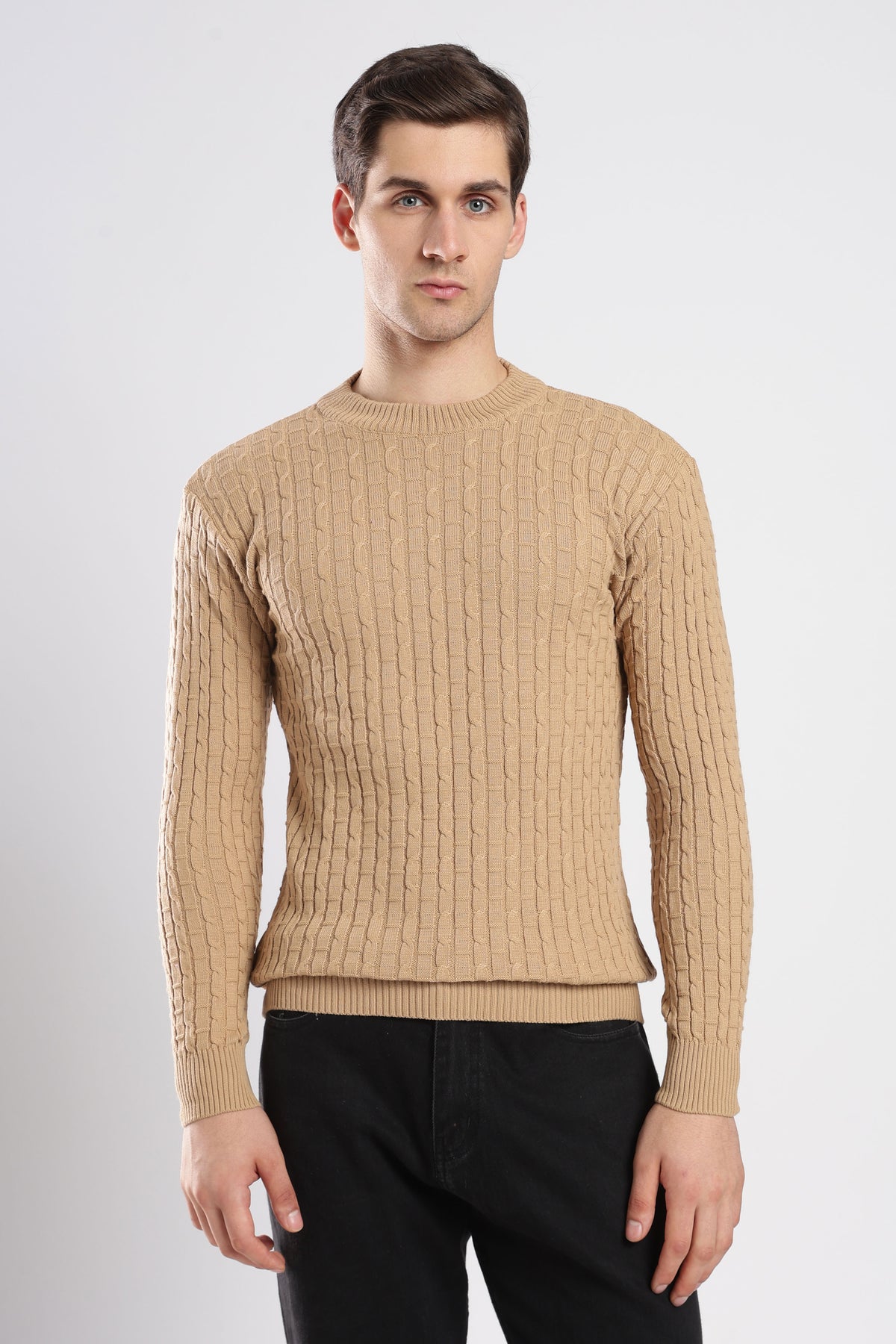 Beige Cable Knit Sweater