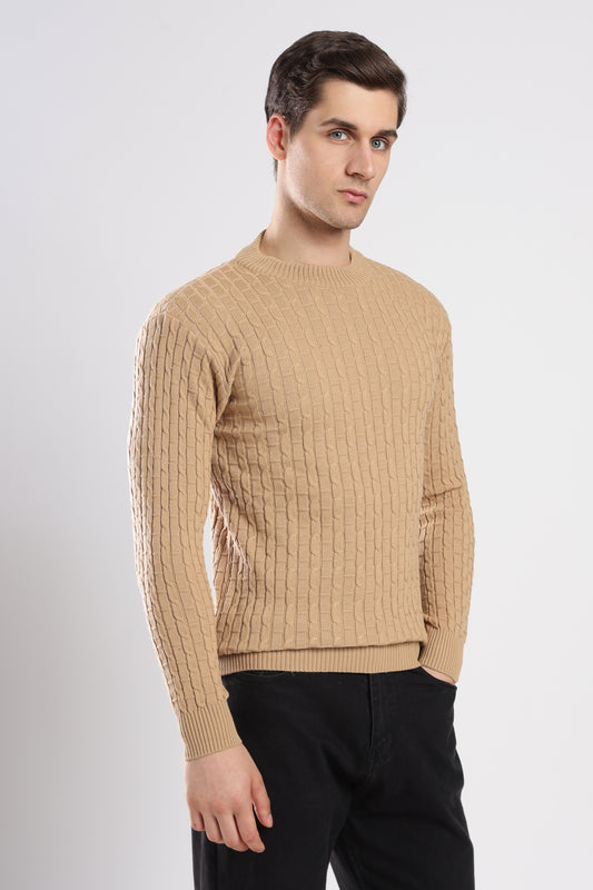 Beige Cable Knit Sweater