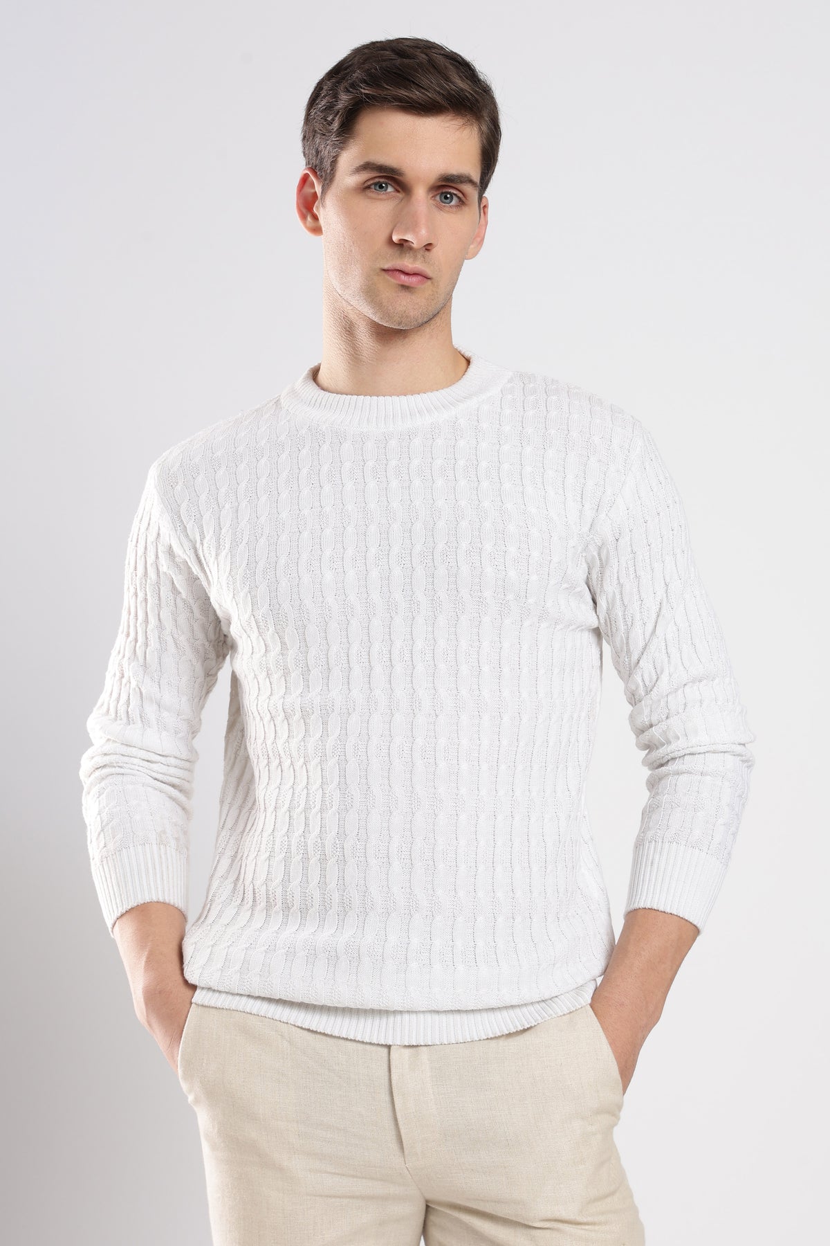 White Cable Knit Sweater