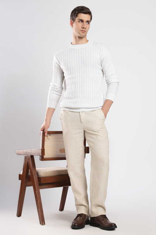 White Cable Knit Sweater