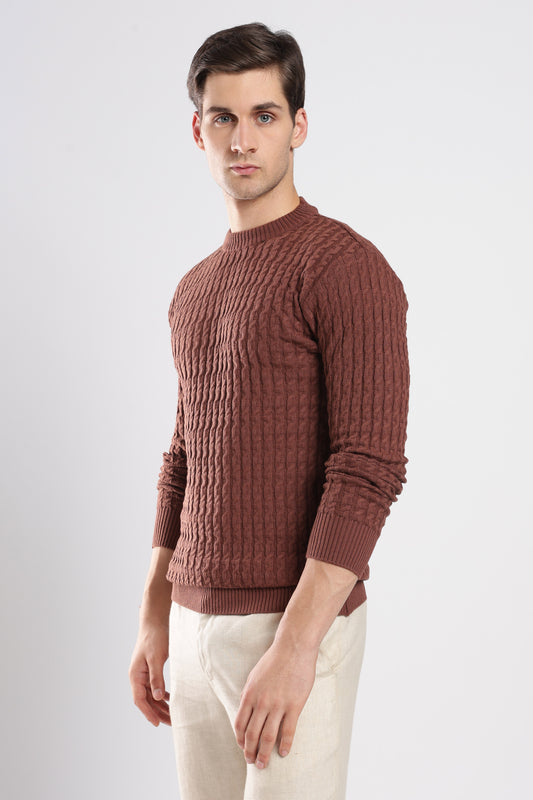 Brown Cable Knit Sweater