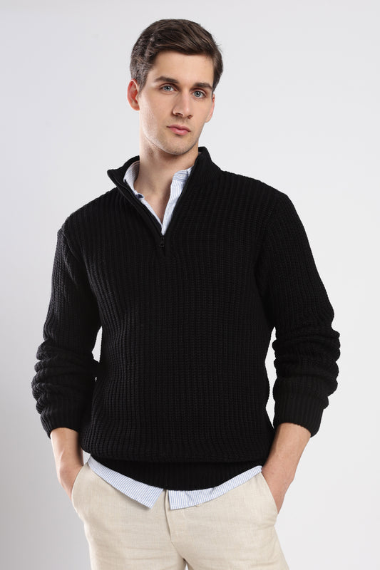 Black Quarter Zip Knitwear