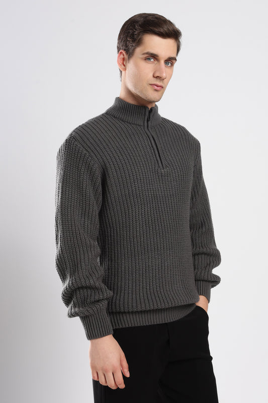 Grey Quarter Zip Knitwear