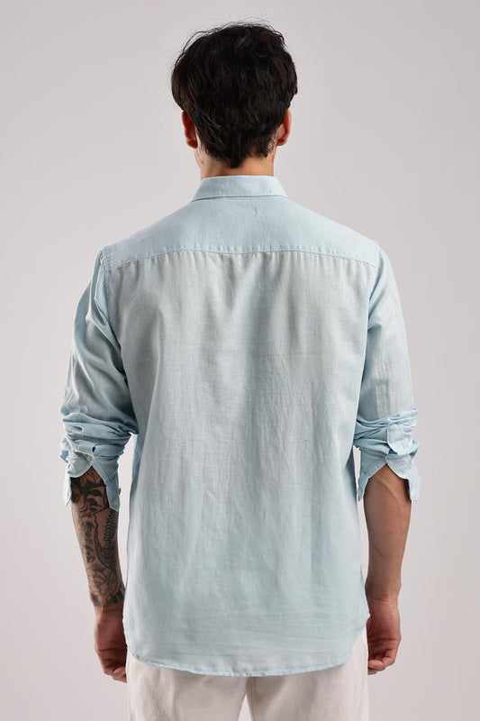 Linen Blend Blue Shirt