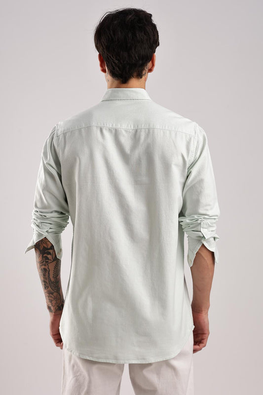 Oxford Light Green Striped Shirt