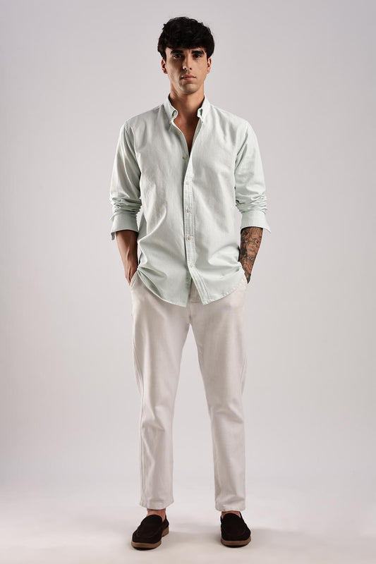 Oxford Light Green Striped Shirt