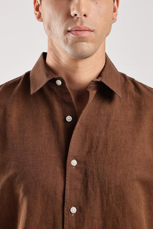 Linen Blend Brown Shirt