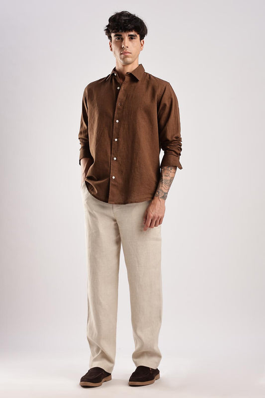Linen Blend Brown Shirt