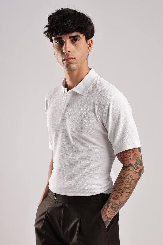 White textured Polos